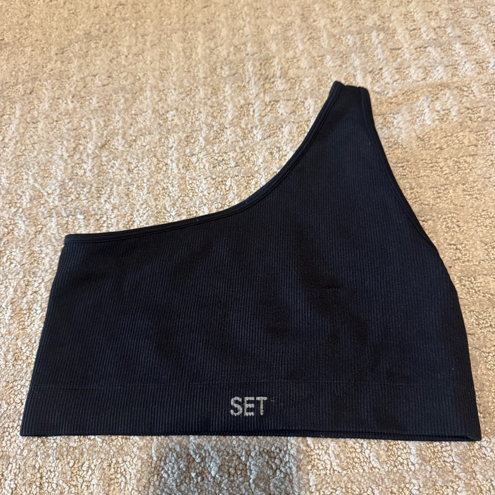 SET Active Black Ribbed Top